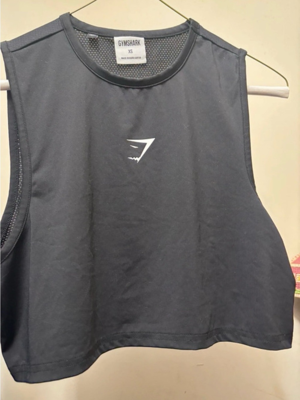 Gymshark Black Cropped Muscle Tank with Center Logo
